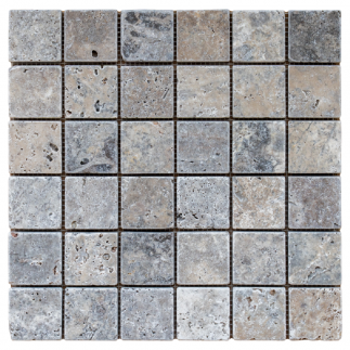 Mosaïque travertin SILVER 2CH vieillie 4.8x4.8x1cm