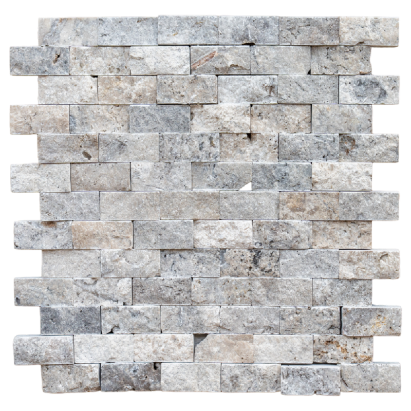 Mosaïque travertin SILVER splitface 2.3x4.8x1cm