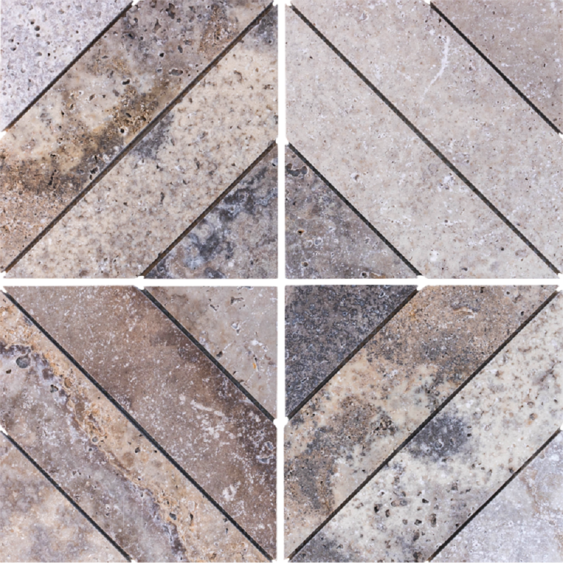 carrelage travertin SILVER Parquet adouci 15x15x1cm