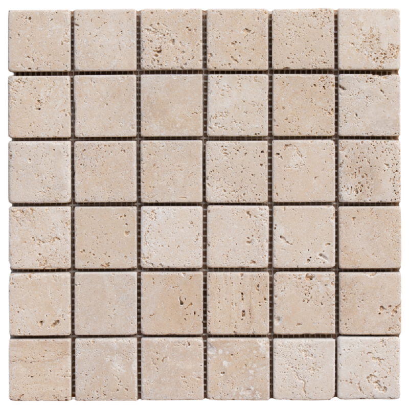 Mosaïque travertin LIGHT MIX vieillie 4.8x4.8x1cm