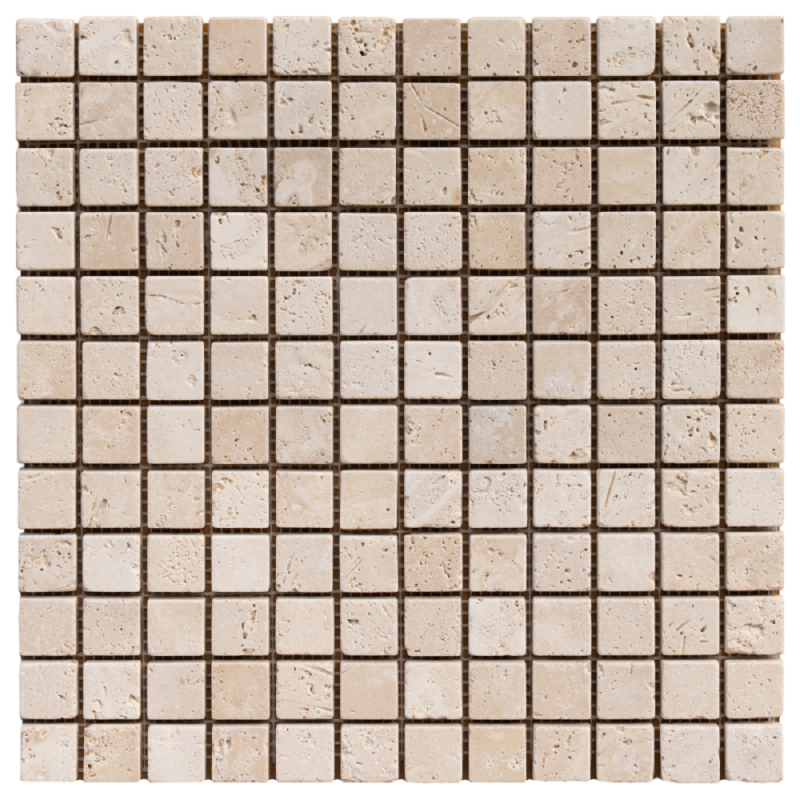 Mosaïque travertin LIGHT MIX vieillie 2.3x2.3x1cm