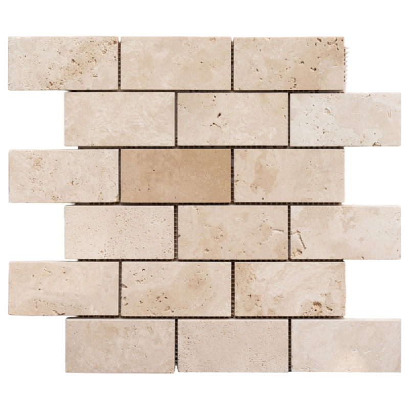 Mosaïque travertin LIGHT MIX adoucie 4.8x10x1cm