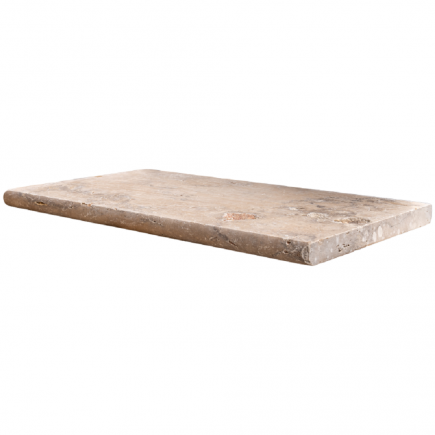 Margelle Piscine en Travertin MIX 2CH Bord Rond 33x61x3cm