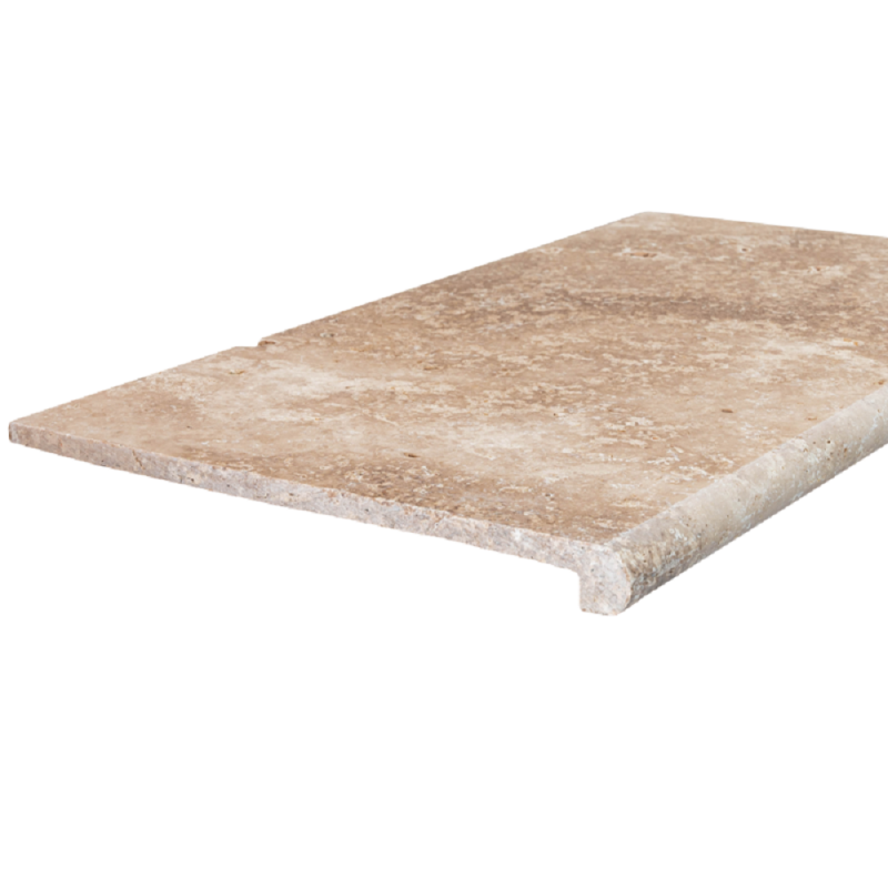 Margelle Piscine en Travertin MIX 2CH Bord Rond 33x61x3/1.2cm
