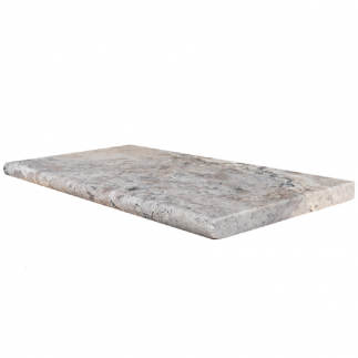 Margelle Piscine en Travertin SILVER 2CH Bord Rond 33x61x3cm