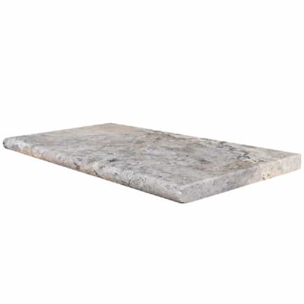 Margelle Piscine en Travertin SILVER 2CH Bord Rond 33x61x3cm