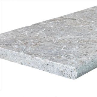 Margelle Piscine en Travertin SILVER 2CH Bord Rond 33x61x3cm