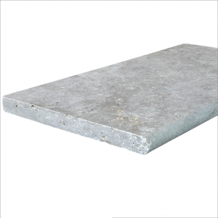 Margelle Piscine en Travertin SILVER Bord Rond 33x61x3cm