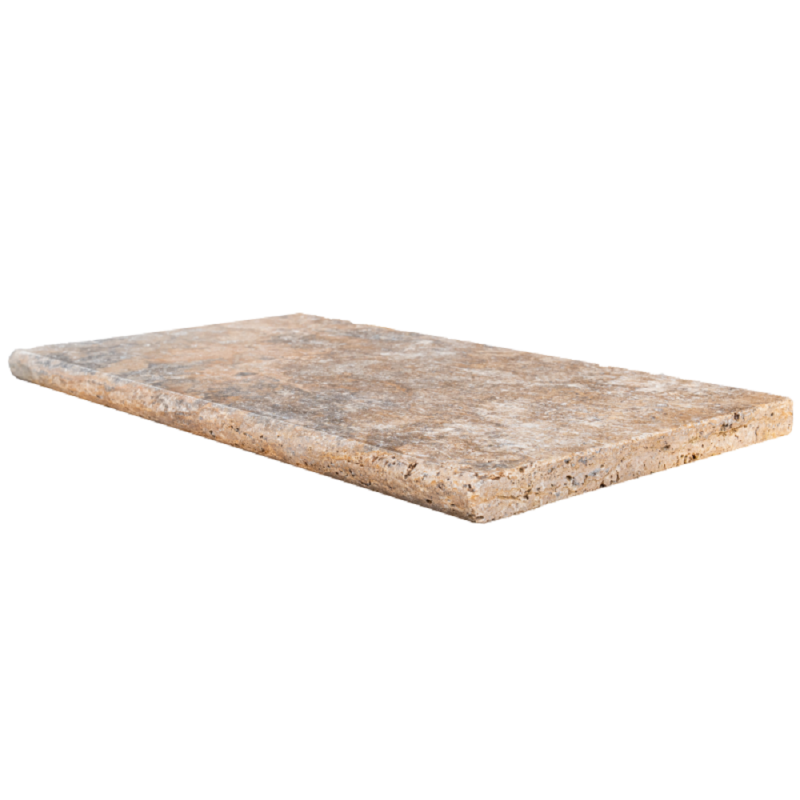 Margelle Piscine en Travertin SCABOS Bord Rond 33x61x3cm