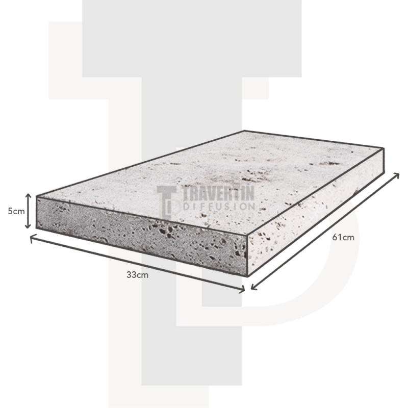 Margelle Piscine en Travertin SCABOS Bord Droit 33x61x5cm