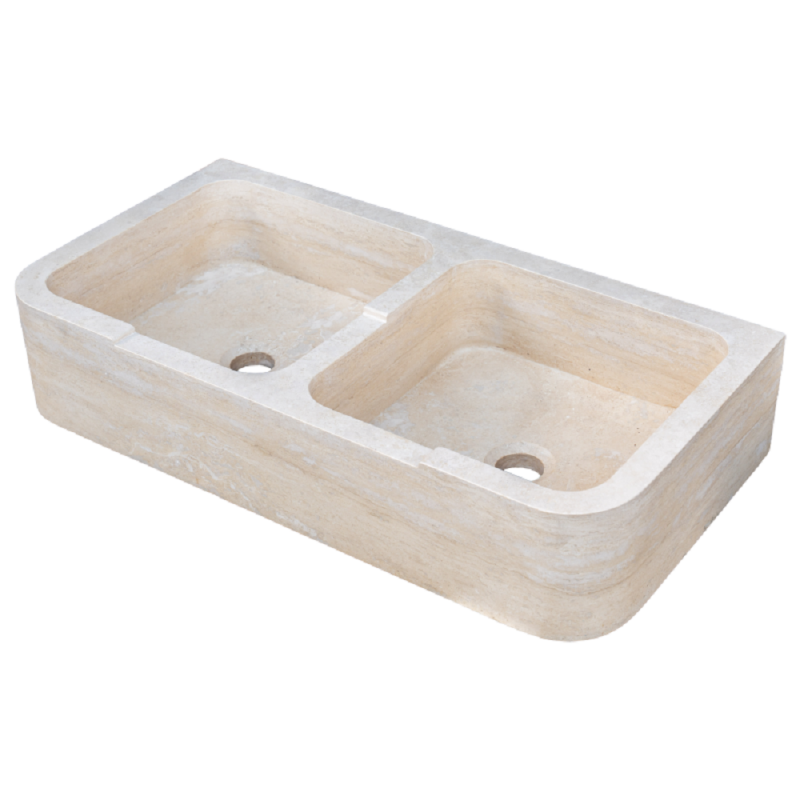Evier 2 bacs travertin Light Mix 90x45xH18cm
