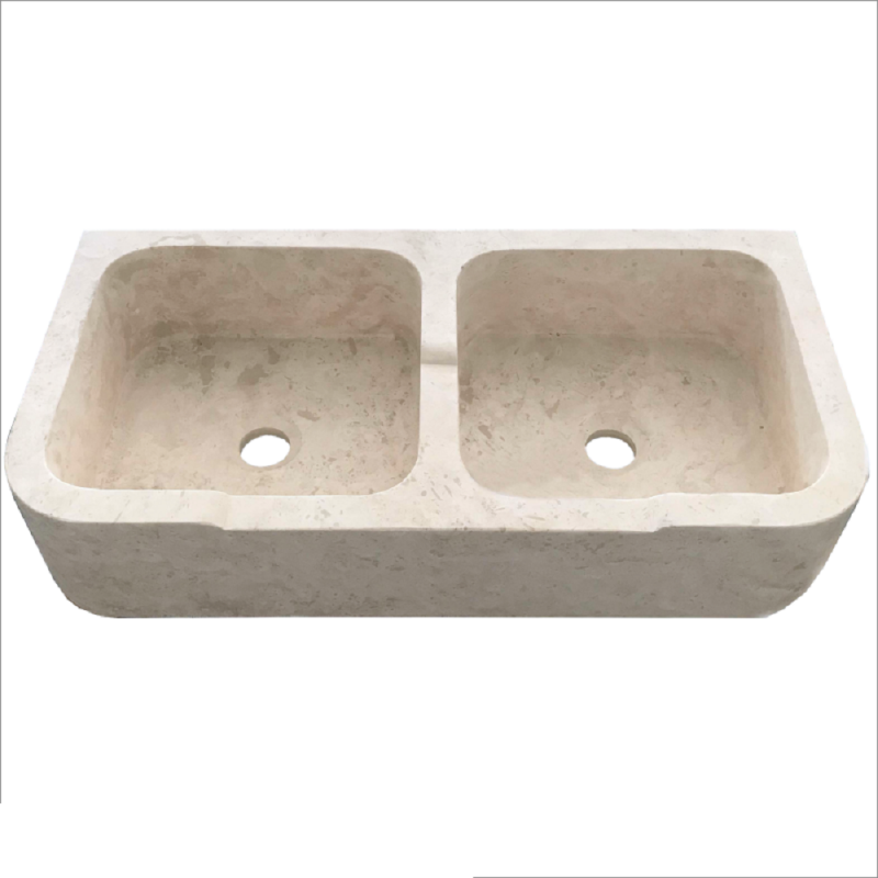 Evier 2 bacs travertin Light Mix 90x45xH18cm