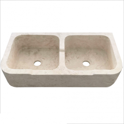 Evier 2 bacs travertin Light Mix 90x45xH18cm