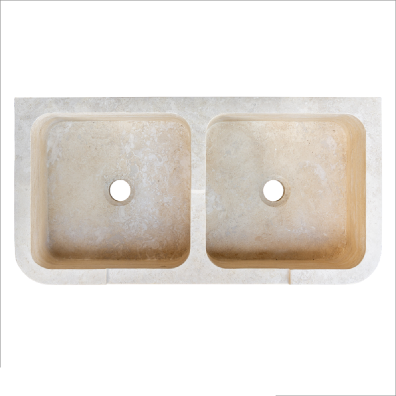 Evier 2 bacs travertin Light Mix 90x45xH18cm
