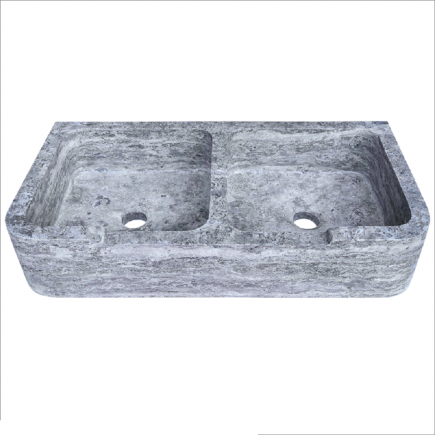 Evier 2 bacs travertin Silver 90x45xH18cm