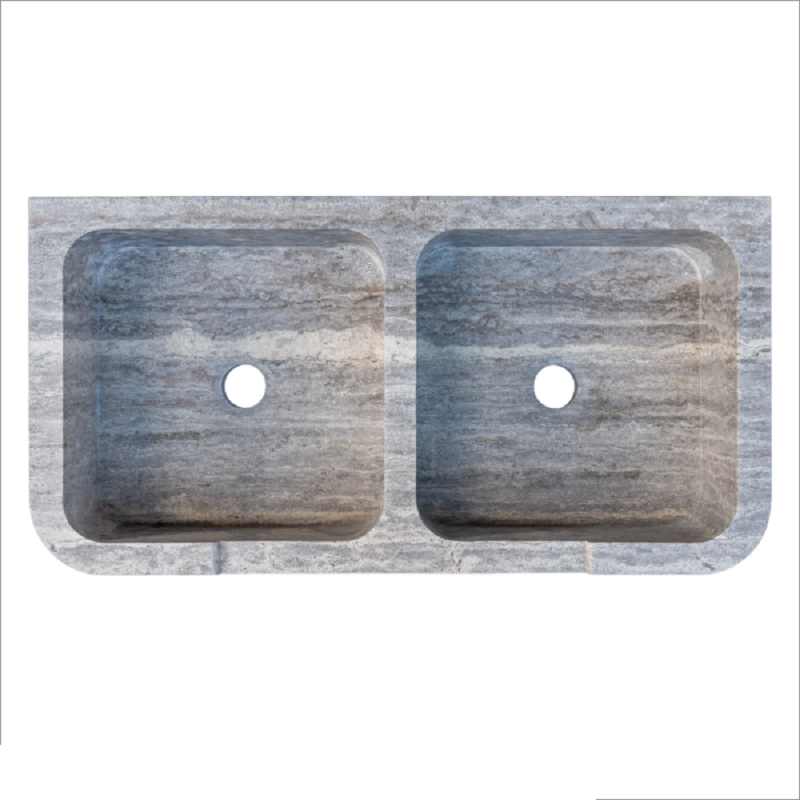 Evier 2 bacs travertin Silver 90x45xH18cm