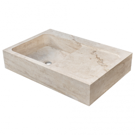 Evier 1 bac avec égouttoir travertin Light Mix 90x60xH18cm