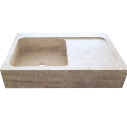Evier 1 bac avec égouttoir travertin Light Mix 90x60xH18cm