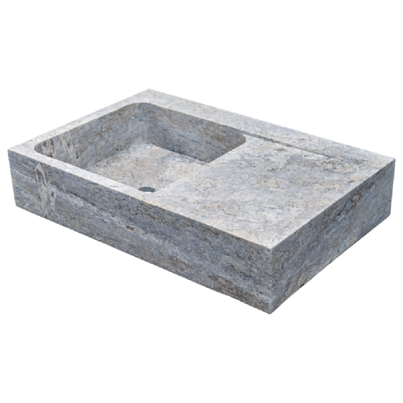Evier 1 bac avec égouttoir travertin Silver 90x60xH18cm