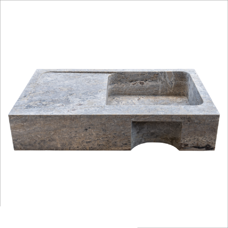 Evier 1 bac avec égouttoir travertin Silver 90x60xH18cm