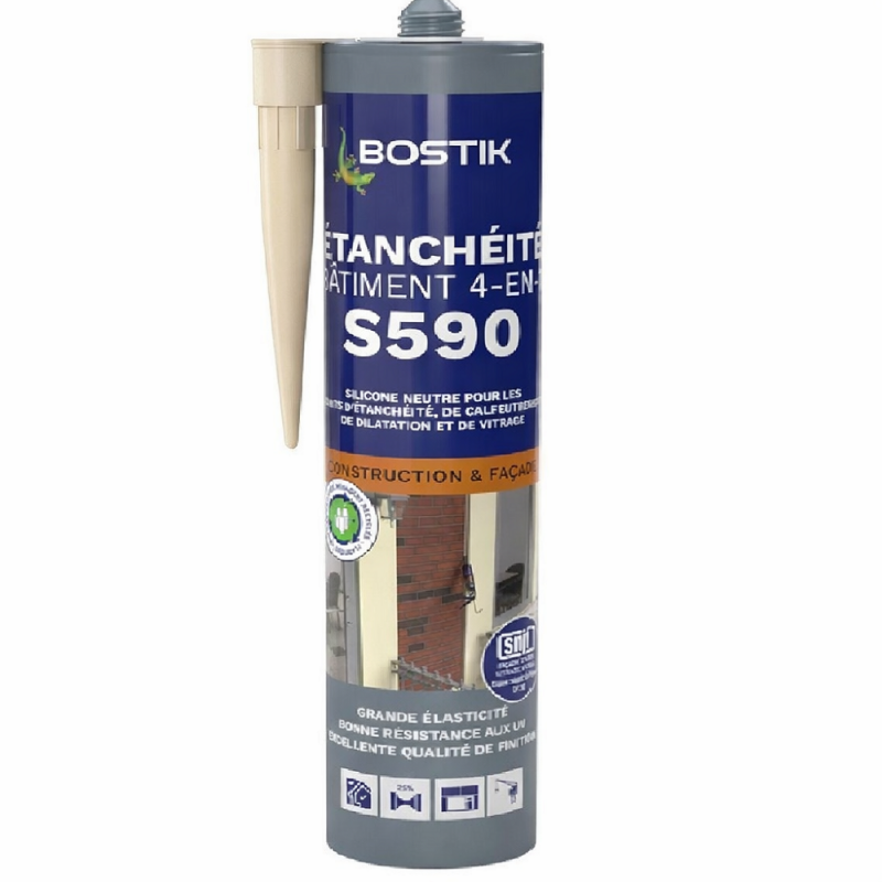 Mastic beige d'étanchéité bâtiment 4 en 1 BOSTIK S590 - 300 ML Mastic beige d'étanchéité bâtiment 4 en 1 BOSTIK S590 - 300 ML
