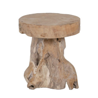 Tabouret tranche racine de Teck massif D40xh45 cm
