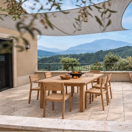 Table jardin extensible Teck massif 12 places 220/280x120xh75 cm