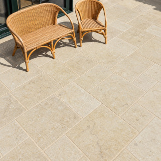 Carrelage en pierre ROYAL Beige vieilli opus romain ép.1,2cm