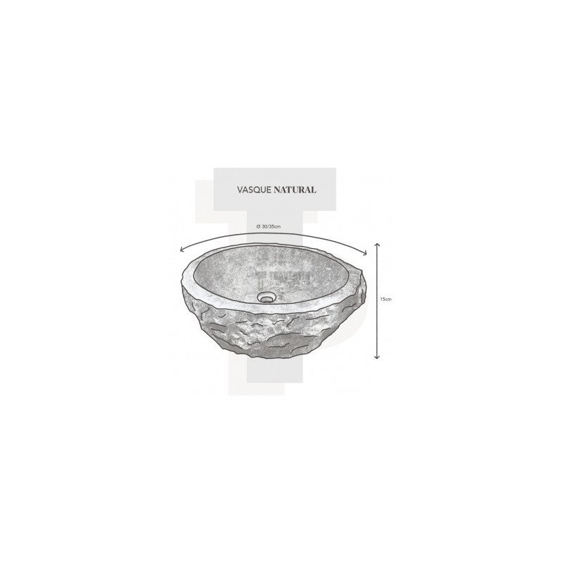 Vasque Natural marbre gris - 30/35xH15cm