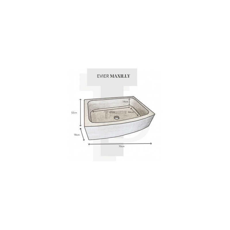 Evier Maxilly travertin beige adoucie 70x52xH18cm