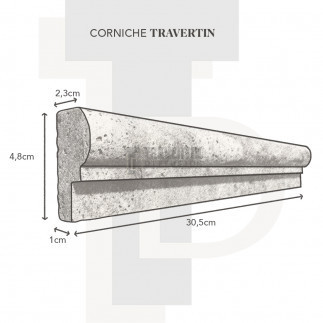 Corniche en pierre travertin NOISETTE 4,8x2,3x30,5cm