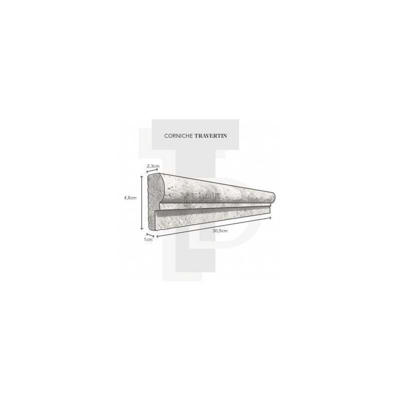 Corniche en pierre travertin NOISETTE 4,8x2,3x30,5cm