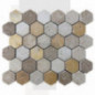 Mosaïque travertin Scabas - vieillie - Hexagone x1cm - filet 30x30cm