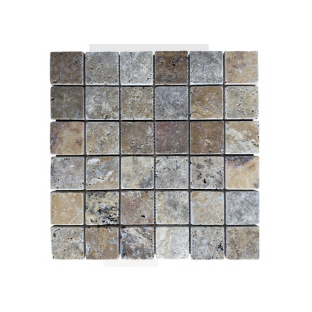 Mosaïque travertin Scabas - vieillie - 4,8x4,8x1cm - filet 30x30cm