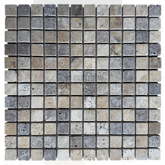 Mosaïque travertin Scabas - vieillie - 2,3x2,3x1cm - filet 30x30cm