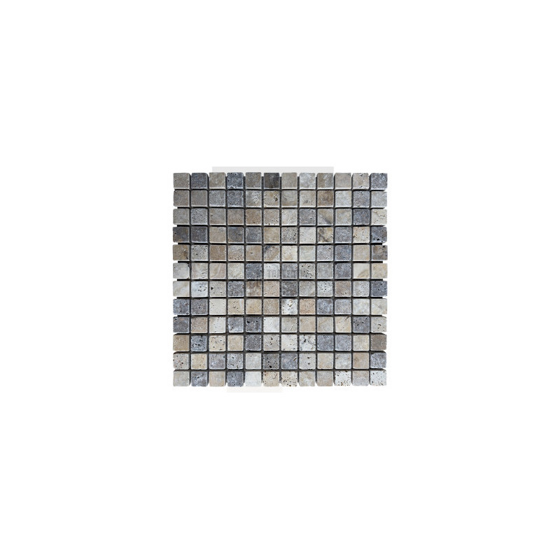 Mosaïque travertin Scabas - vieillie - 2,3x2,3x1cm - filet 30x30cm