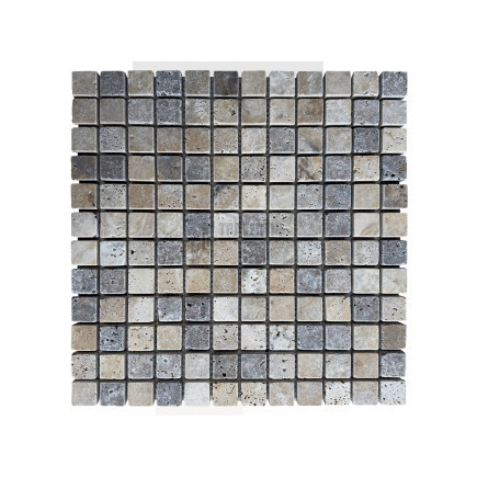 Mosaïque travertin Scabas - vieillie - 2,3x2,3x1cm - filet 30x30cm