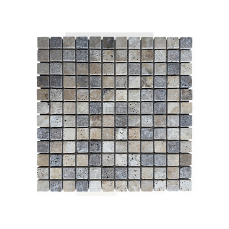 Mosaïque travertin Scabas - vieillie - 2,3x2,3x1cm - filet 30x30cm