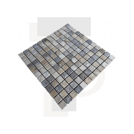 Mosaïque travertin Scabas - vieillie - 2,3x2,3x1cm - filet 30x30cm