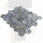 Mosaïque travertin Silver - vieillie - Hexagone x1cm - filet 30x30cm