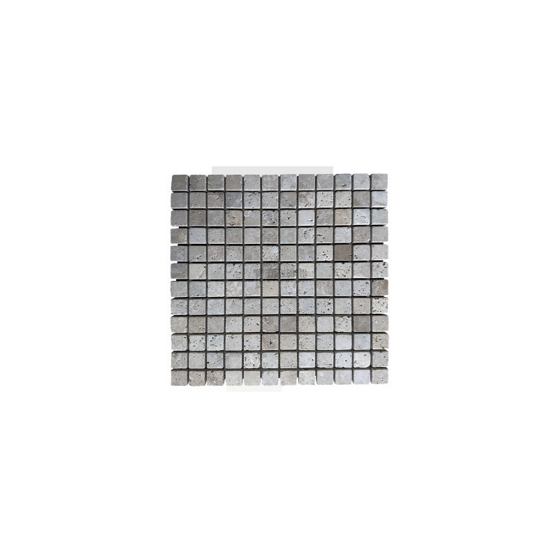 Mosaïque travertin Silver - vieillie - 2,3x2,3x1cm - filet 30x30cm