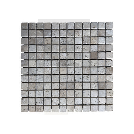Mosaïque travertin Silver - vieillie - 2,3x2,3x1cm - filet 30x30cm