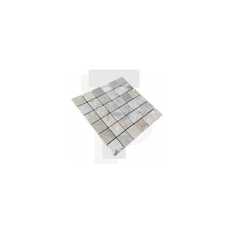 Mosaïque travertin Classic mix - vieillie - 4,8x4,8x1cm - filet 30x30cm
