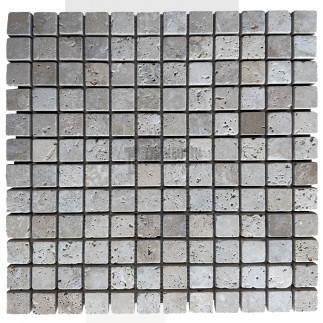Mosaïque travertin Classic mix - vieillie - 2,3x2,3x1cm - filet 30x30cm